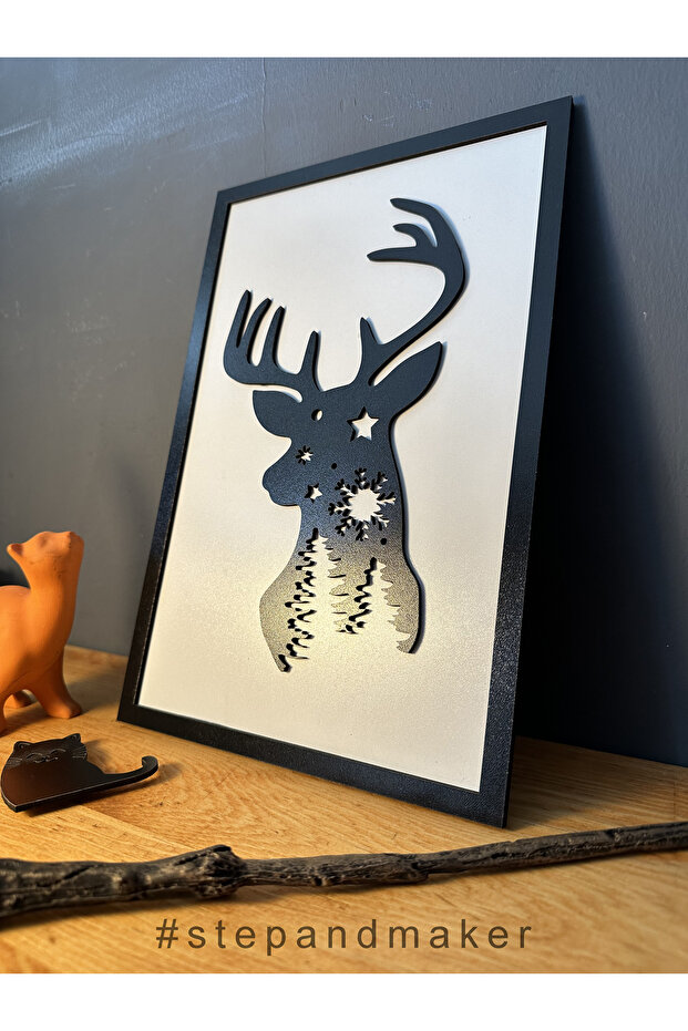 Çift Katmanlı (3D) 'Yılbaşı Geyiği' Tablosu - 3