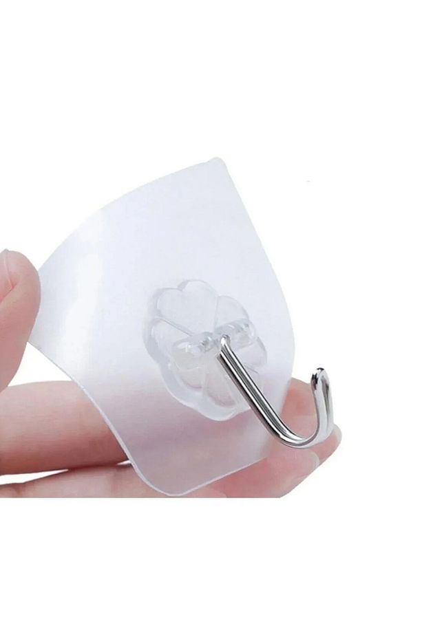 6 Adet Tekli Şeffaf Güçlü Duvar Askısı Yapışkan Vantuz Kanca Mutfak Banyo Askılık - 5