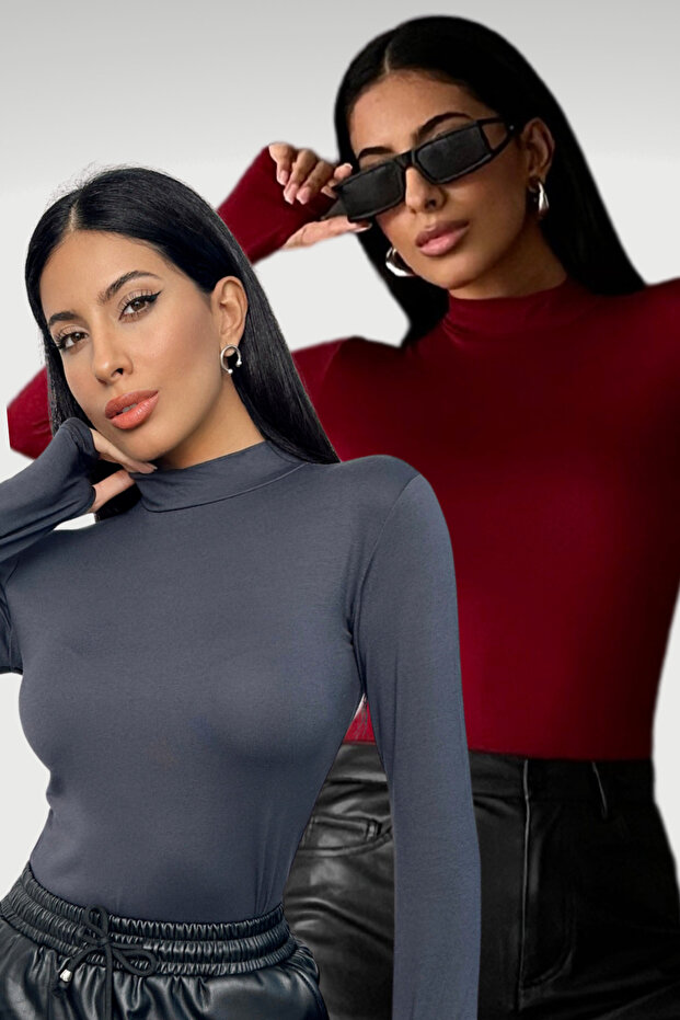Women's Anthracite Claret Red 2-Piece Body with Finger Detail