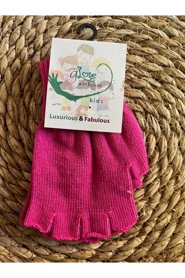 Unisex Kids Pink Fingerless Cut-Out Half Finger Winter Knitted Knitwear Gloves 3-8 YEARS