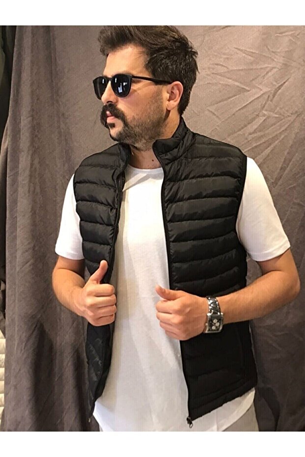 سترة سوداء قابلة للنفخ للرجال