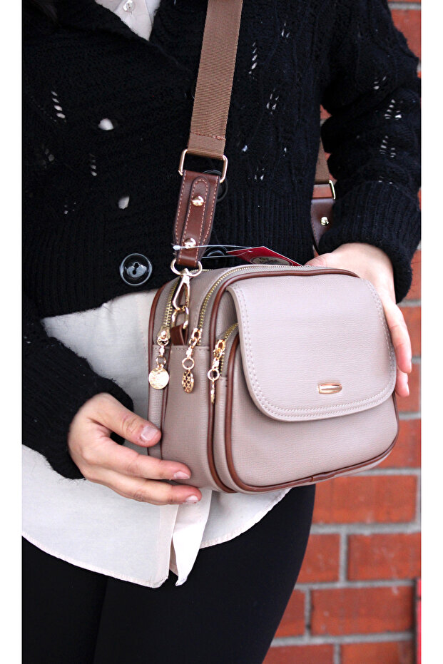 Women's Flap Multi-Compartment Crossbody Shoulder Strap Bag