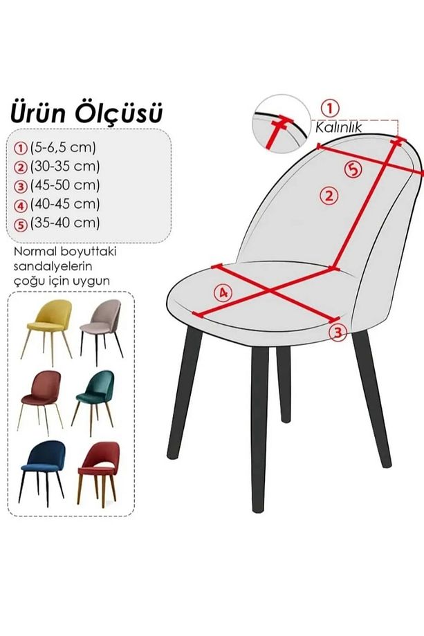Oval yüksek kaliteli sandalye kılıfı, sandalye örtüsü kare desen 1 adet (GAO181) - 4