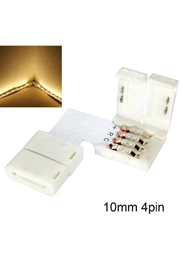 2 Adet 4 Pin Rgb L Köşe Dönüş Şerit Led Ekleme Aparatı 3 Çip 5050 Rgb Şerit Ledler Için - 1