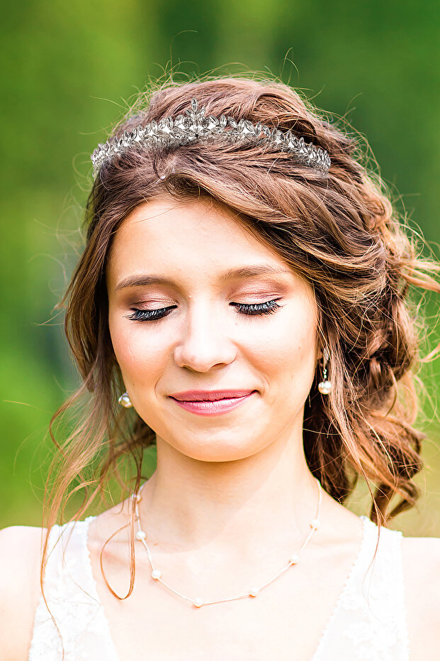 Crystal Jewelled Flower Patterned Bridal Henna Night Crown Silver Crown for Special Nights