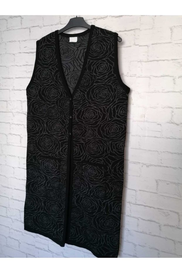 winter, 1st quality steel, acrylic knitted, 2 pockets, 3 buttons, V-neck extra long knitwear vest