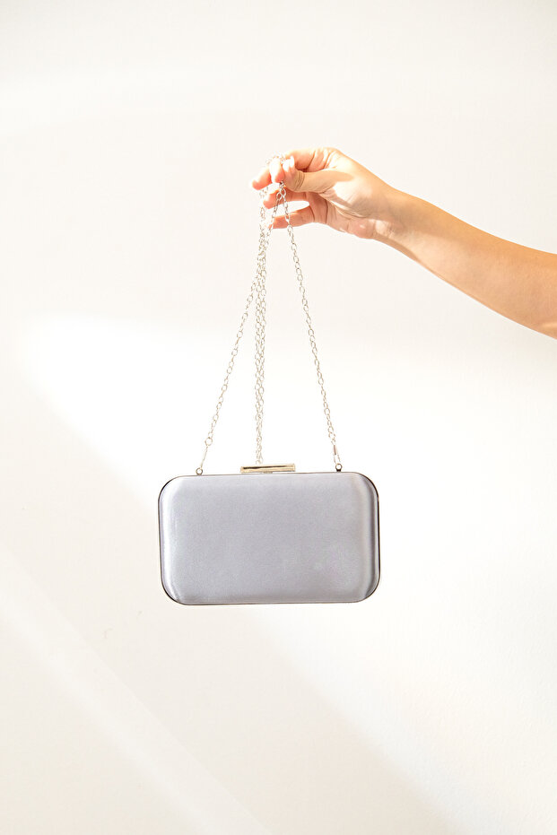 Silver Satin Women's Evening Dress Wedding Bag