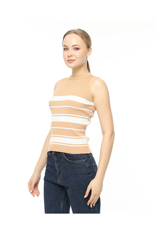 Women's Striped Sleeveless Knitwear Blouse