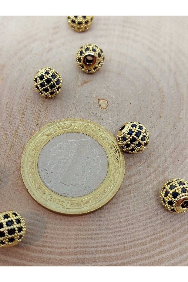 Yellow Metal Zircon Stone Spacer Material 8mm/3pcs (45600)