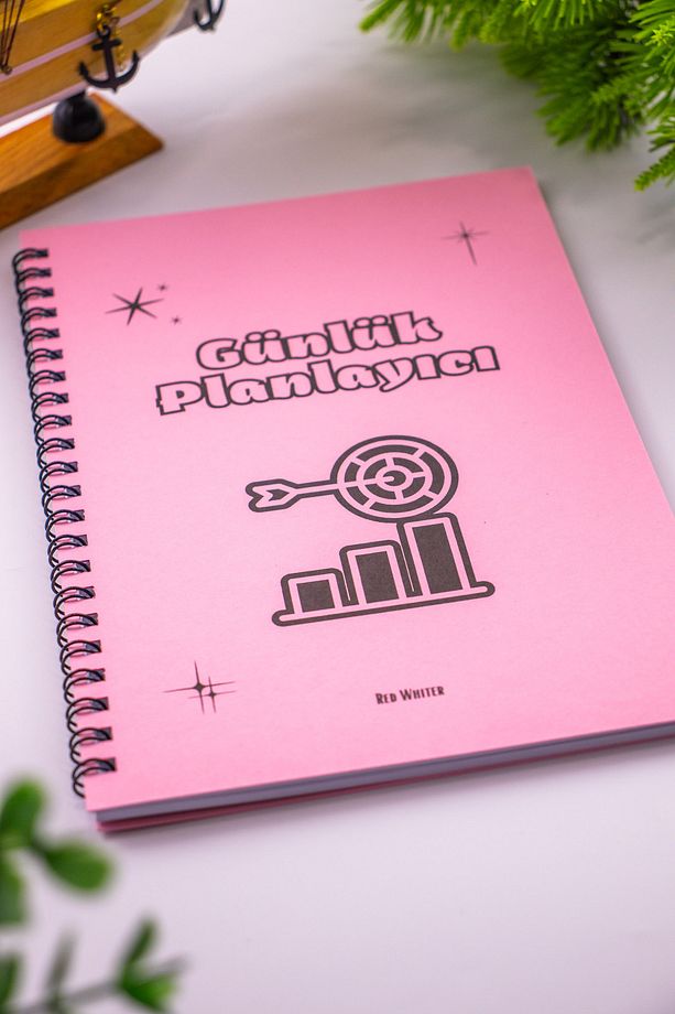 Günlük Planlayıcı Iş Takipçisi Not Defteri A5 Pembe Kapaklı Notebook - 1