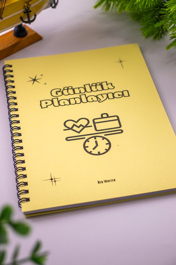 Günlük Planlayıcı Iş Takipçisi Not Defteri A5 Sarı Kapaklı Notebook - 1