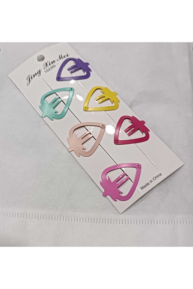 6-Piece Patterned Mixed Pastel Color 4.5cm Children's Snap Button Clip