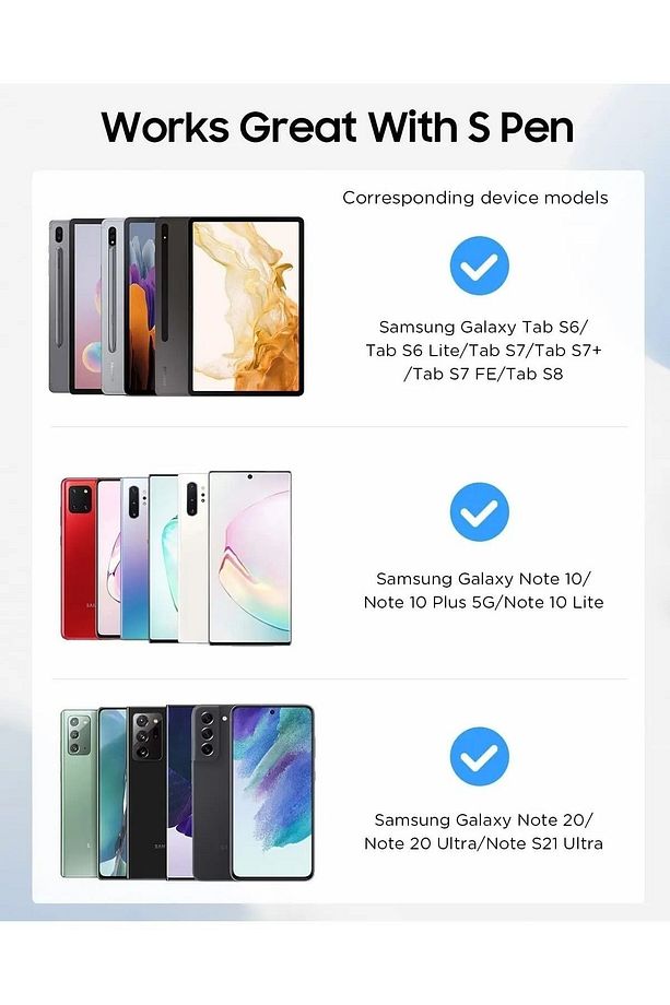 Samsung Galaxy Tab İle Uyumlu S6 Lite /S9/S8+/S9 Ultra /Note10/Note10+/Note20 Kalem Ucu 5li Paket - 2