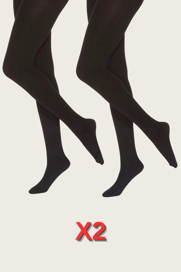 عبوة من 2 جوارب طويلة سوداء - 1