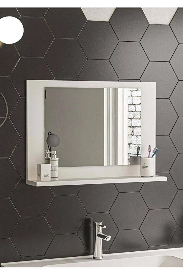 BY HOME DESİNG Lavabo Aynası Raflı WC-Banyo