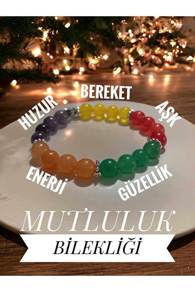 Happiness Chakra Bracelet with Amethyst, Jade, Garnet, Sunstone, Citrine, and Quartz.
