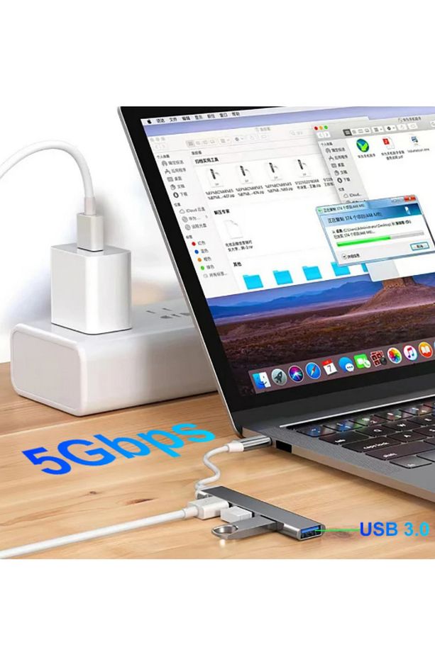 Hızlı Veri Aktarımı USB Type-C to USB 4 Port Hub Telefon ve Tablete Mouse ve Klavye Bağlama Özelliği - 5
