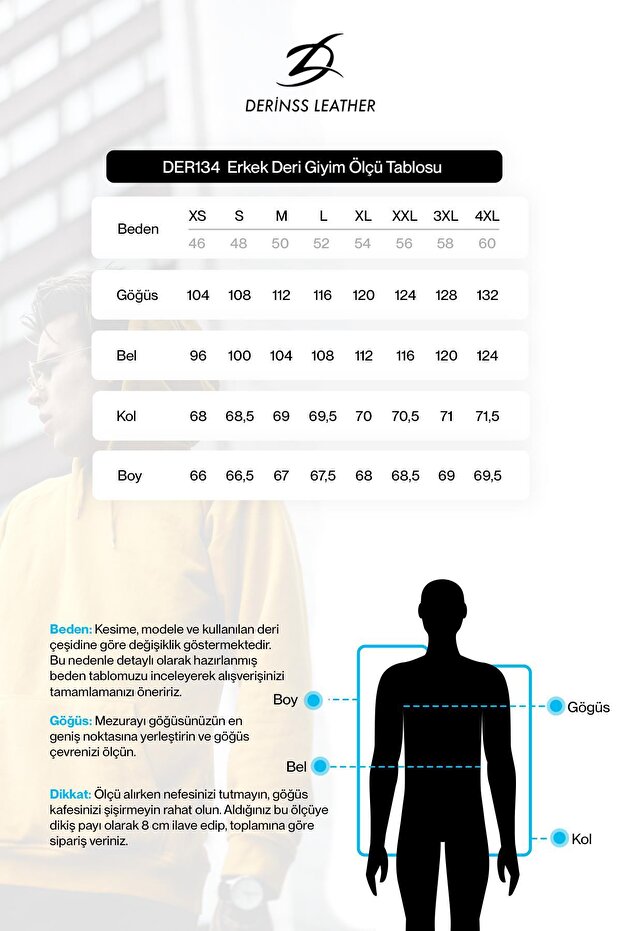 Derinss Der134 Hakiki Deri Erkek Taba Mont - 8