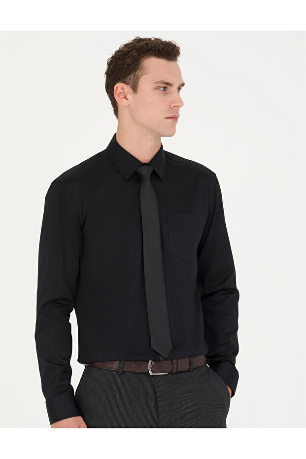 Regular Fit Uzun Kollu Basic Gömlek - 1