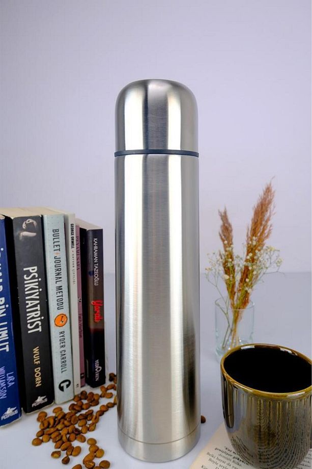 Çift Katmanlı Paslanmaz Çelik Termos Bardak 1000 Ml Gri - 05360 C1-1-154 - 1