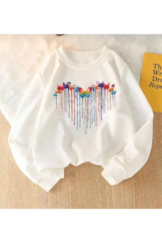 Kids Heart Printed Sweatshirt Hoodie