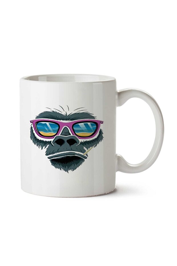 Monkey with Glasses Two Side Printed Mug Cup