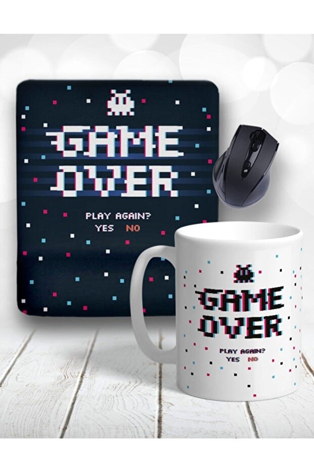 Game Over Bilek Destekli Dikdörtgen Mouse Pad Ve Kupa Bardak - 1
