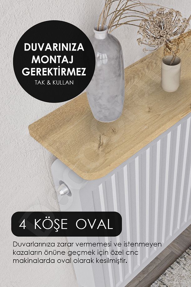 60x18 Cm - Duvara Montajsız Rivoli Petek Üstü Uçan Raf Dresuar Oval Kesim - 2