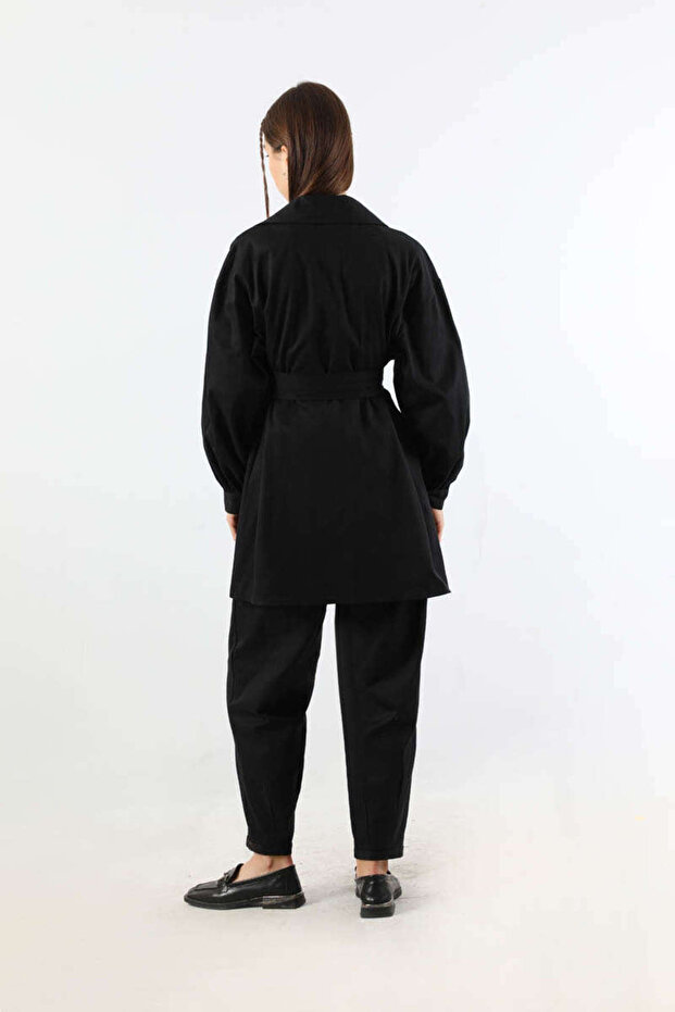 طقم جاكيت جبردين أسود - 6