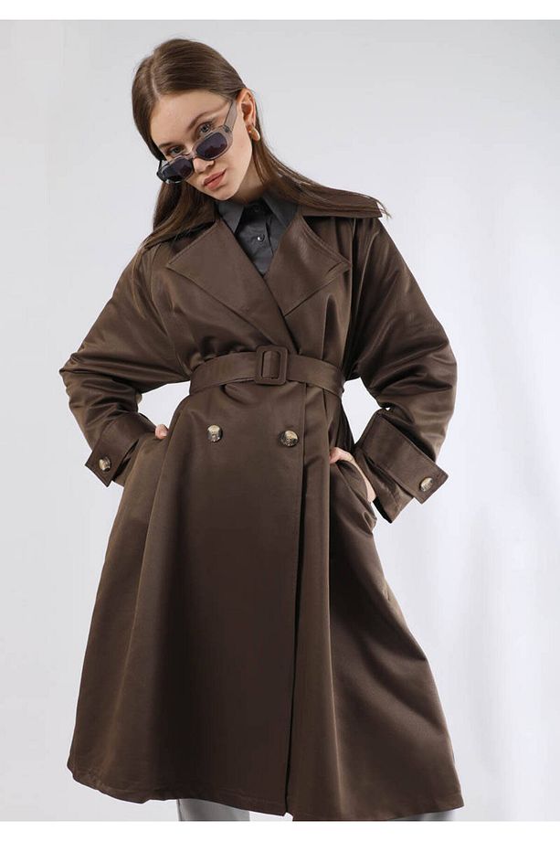 Oversize Trençkot Kahve - 2