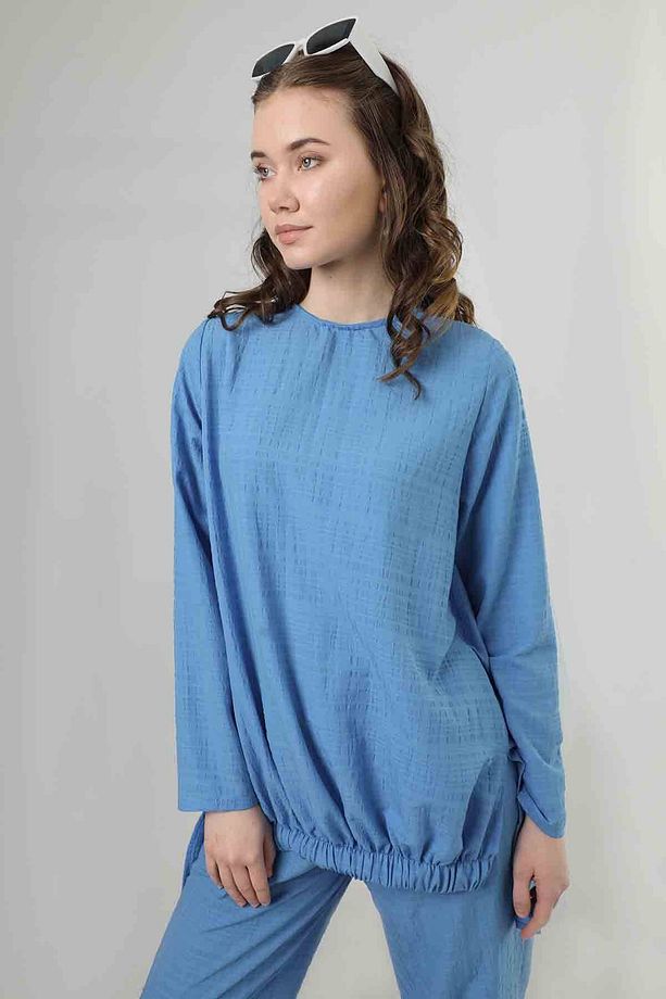 Yırtmaçlı Tunik Pantolon Takım Mavi - 2