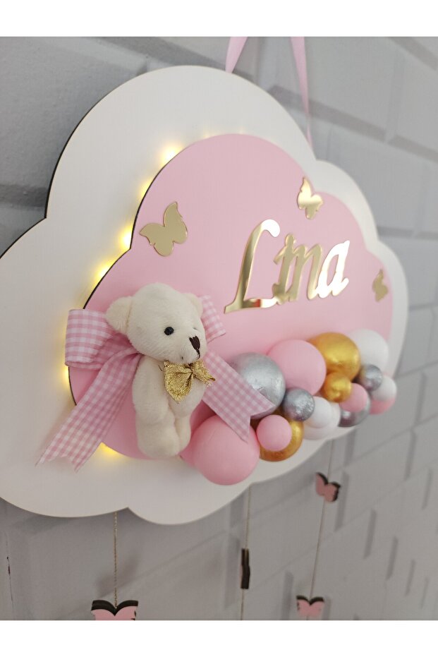 Ledli Bulut Kapı Süsü Işıklı Duvar Panosu - 4