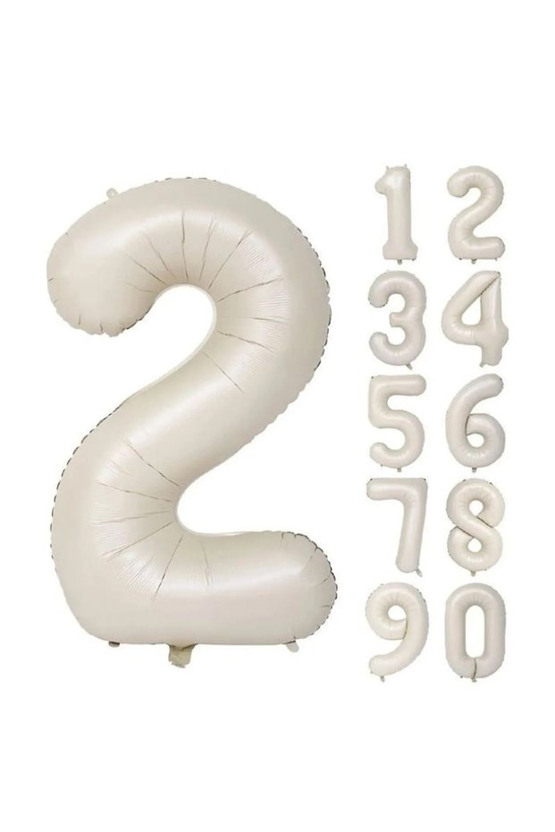 Number Balloon Cream Color Birthday Age Balloon Number 1 Sea Sand - Sand Beige Foil Balloon