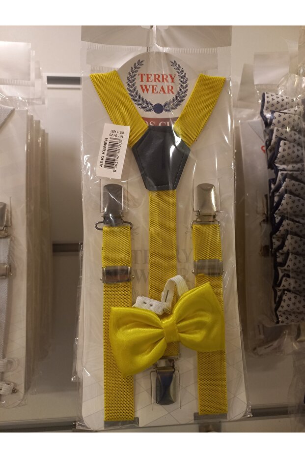 Pantolon Askısı Papyon Seti Sarı