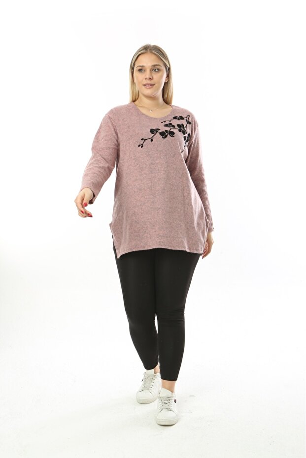 LARGE SIZE SOFT FLOWER PATTERNED Pullover - 8