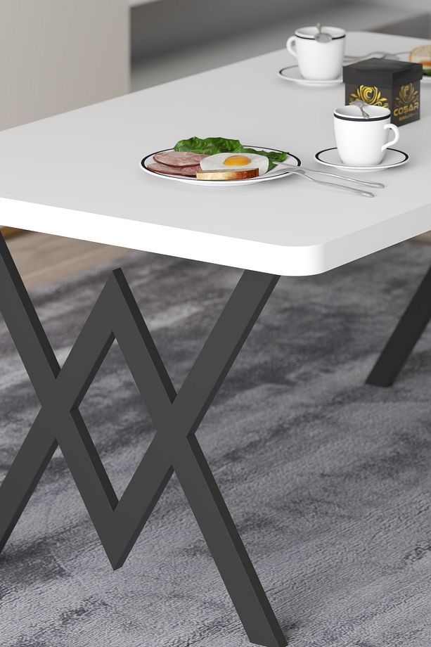 Parla Mutfak Yemek Masası W Metal Ayak 70x110 Mutfak Masası Yemek Masası Çalışma Masası - 5