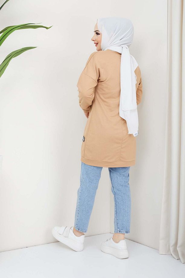 Menekşe Tesettür Tunik - Camel - 5