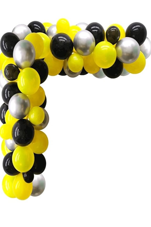 Batman Birthday Balloon Chain Set 100 Pieces Batman Birthday Concept Yellow Black Silver Balloon