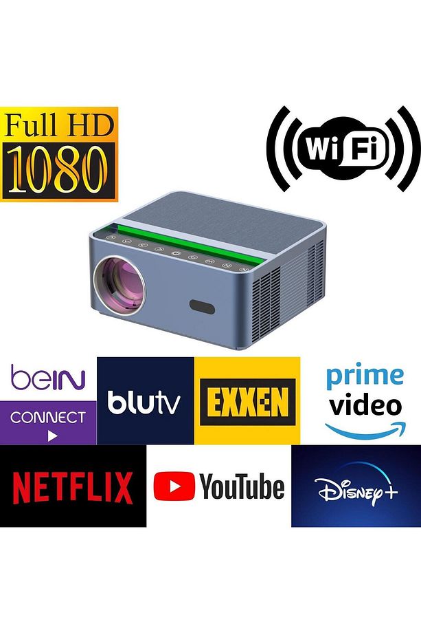 1080P Android Sistemli Smart Akıllı Projeksiyon Cihazı (Netflix, Youtube, Disney, Exxen vb.) - 1