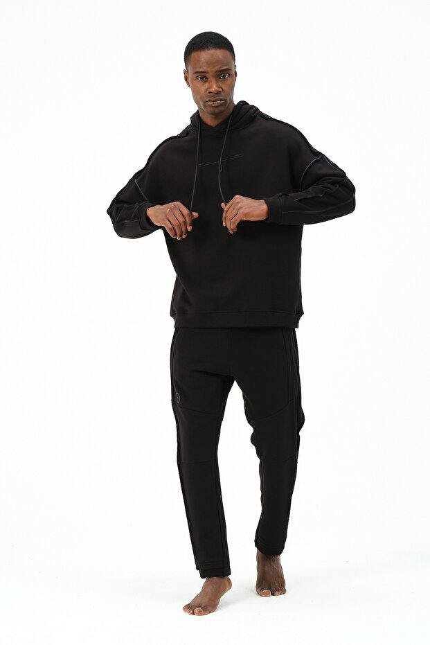 Erkek Siyah Renk Modelli Örme Eşofman - 1