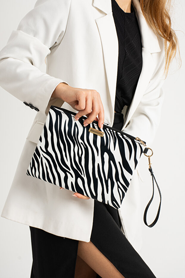 حقيبة يد بحزام يد منقوشة على شكل حمار وحشي - 2