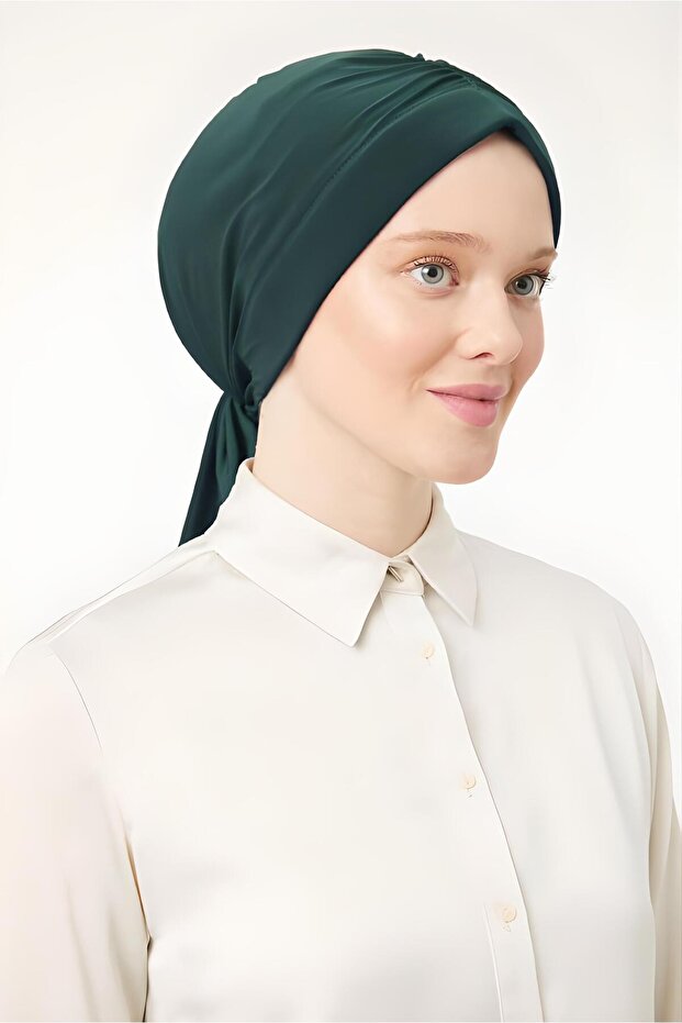 Women's Hijab Dubai Back Tie Bonnet Shawl Emerald Green