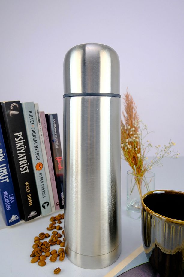 Çift Katmanlı Paslanmaz Çelik Termos Bardak 750 ml Gri - 05359 C1-1-154 - 1