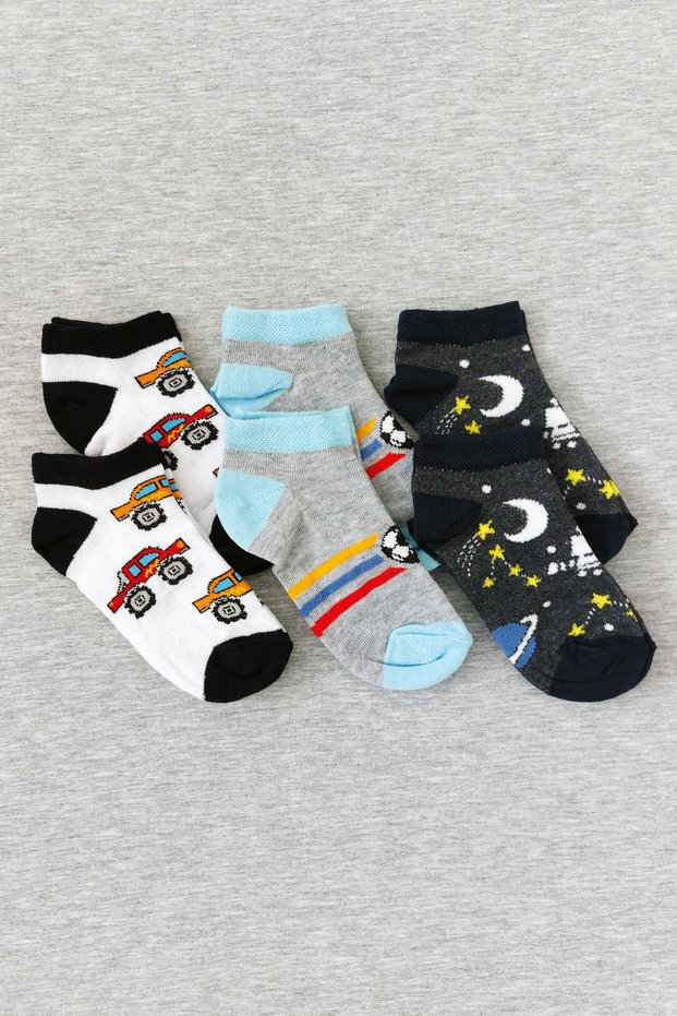 Boy's Booties Cotton Socks 6 Pack Assorted Colors - Crp2171