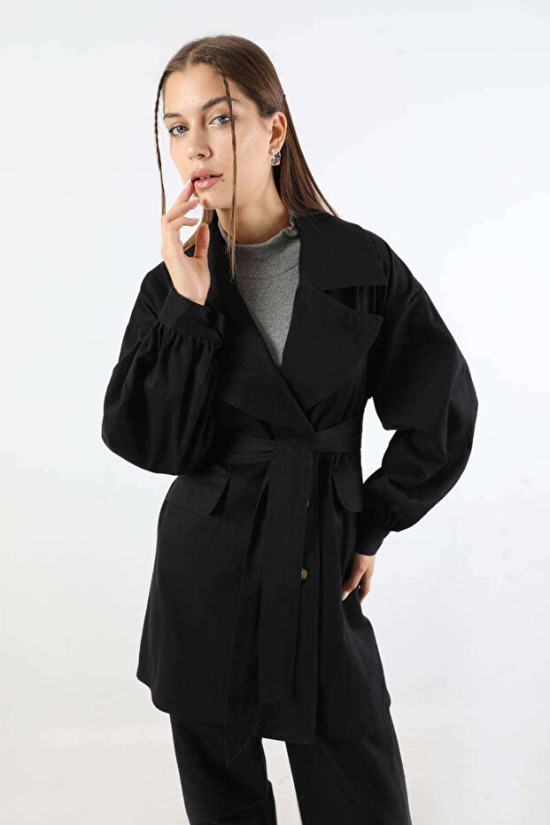 طقم جاكيت جبردين أسود - 4