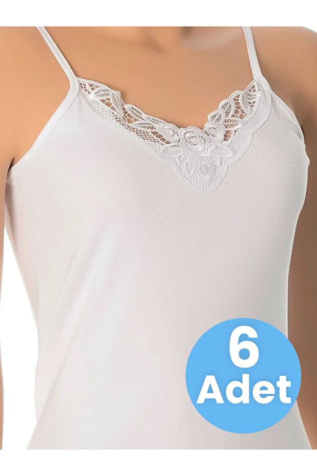 Women's Cotton String Strap Laced Tank Top 6 Pieces