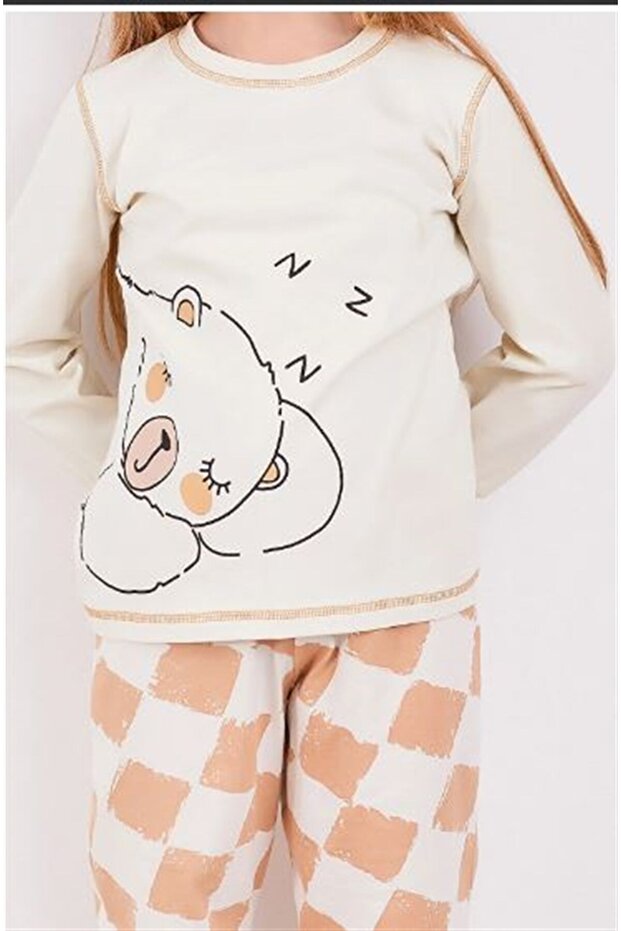 Rp2981-g Ayıcıklı Altı Damalı Pijama 9-15 Yaş Kemik - 3