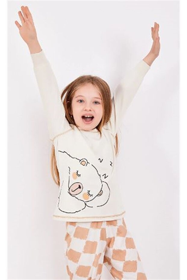 Rp2981-g Ayıcıklı Altı Damalı Pijama 9-15 Yaş Kemik - 2