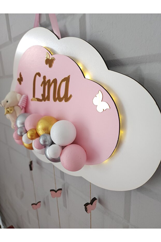 Ledli Bulut Kapı Süsü Işıklı Duvar Panosu - 3