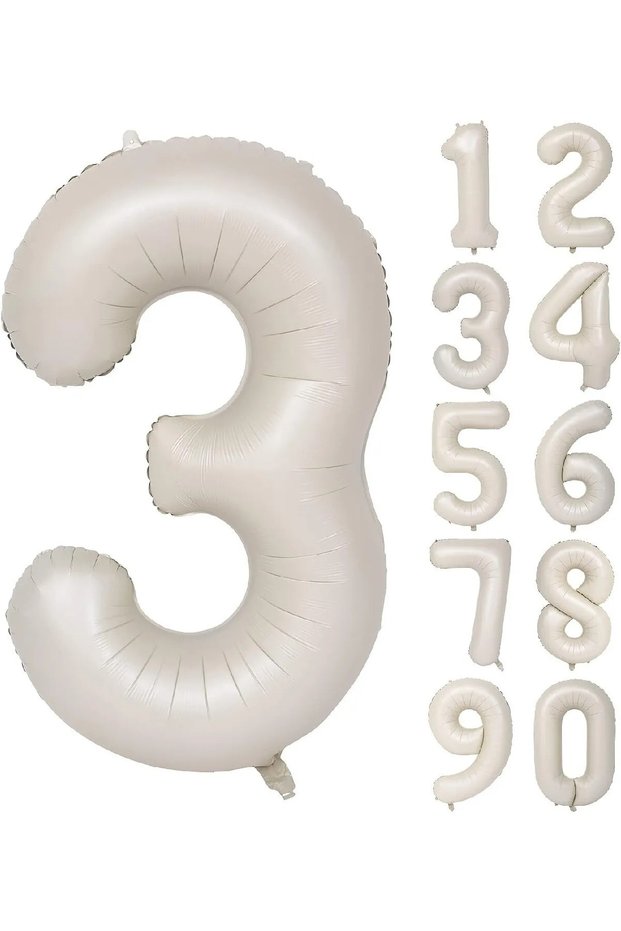 Number Balloon Cream Color Birthday Age Balloon Number 1 Sea Sand - Sand Beige Foil Balloon